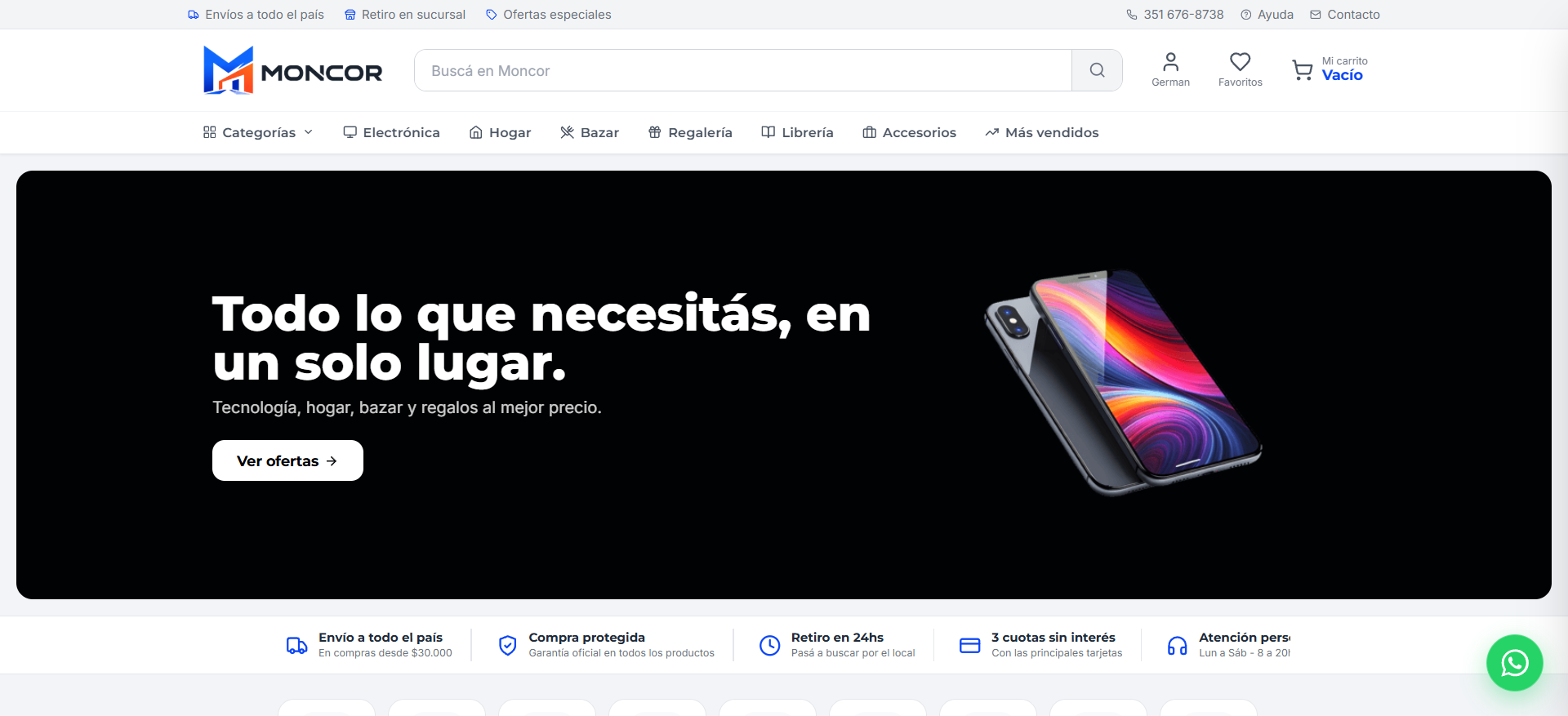 Proyecto Moncor de Ecommerce a medida